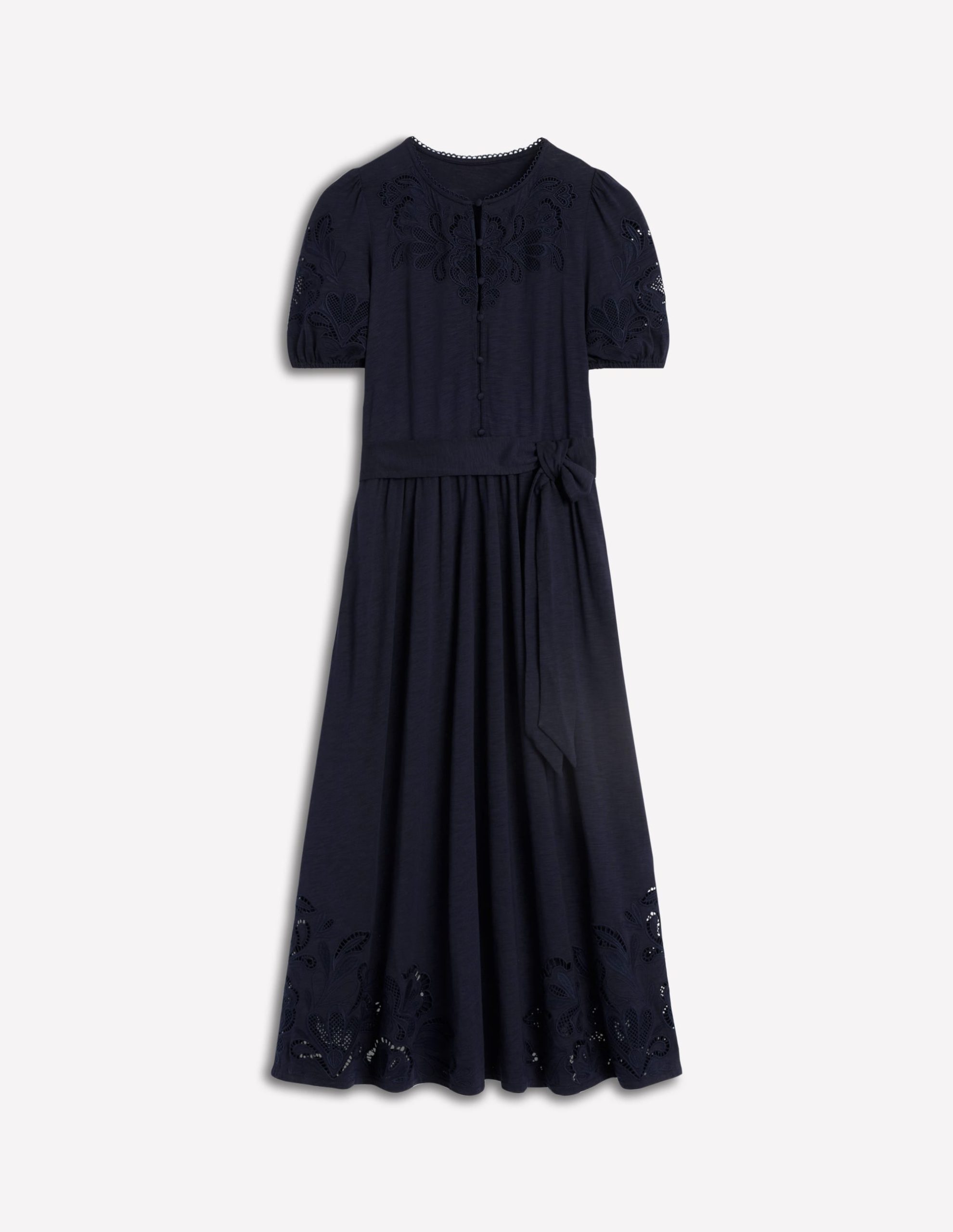 Cutwork Detail Midi Dress-Navy - Image 6